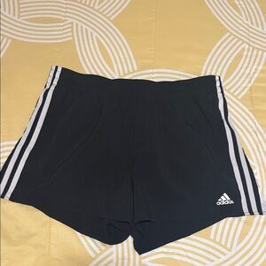 Adidas Women's Black Athletic Shorts with White Stripes